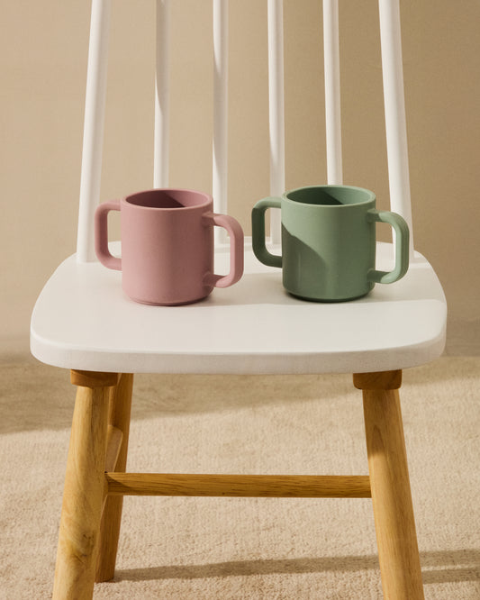 Ensemble Lili de 2 tasses en silicone rose et turquoise
