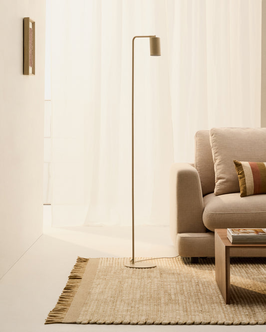 Lampadaire Manie en métal avec finition texturée beige