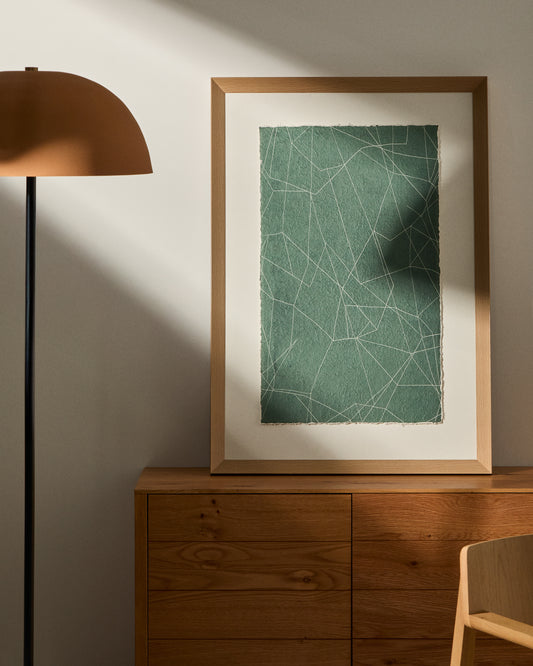 Tableau abstrait Durkan en papier recyclé vert 100 x 70 cm