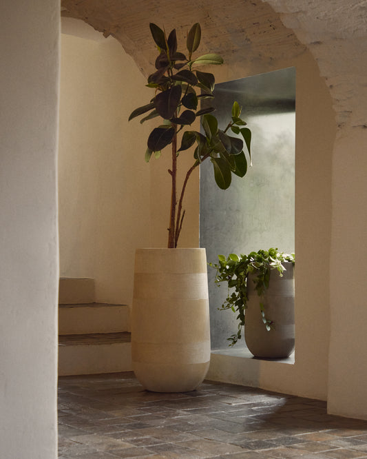 Cache-pot Tival effet ciment beige Ø 45 cm