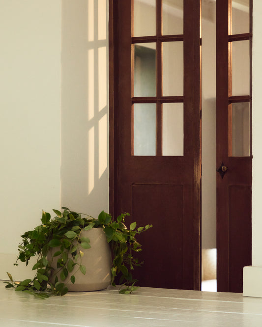 Cache-pot Calun en ciment beige Ø 32 cm