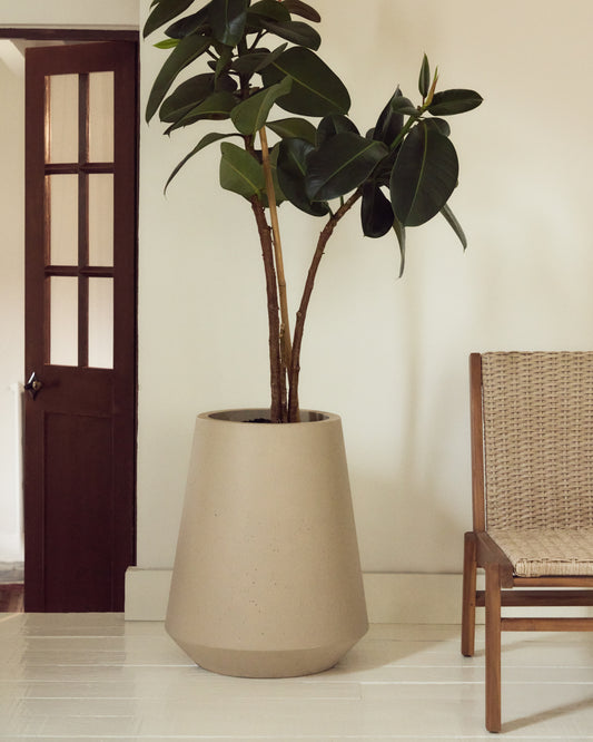 Cache-pot Calun en ciment beige Ø 50 cm