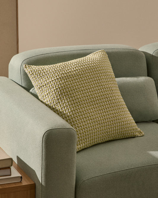 Housse de coussin Lunira en tissu gaufré verte 50 x 50 cm