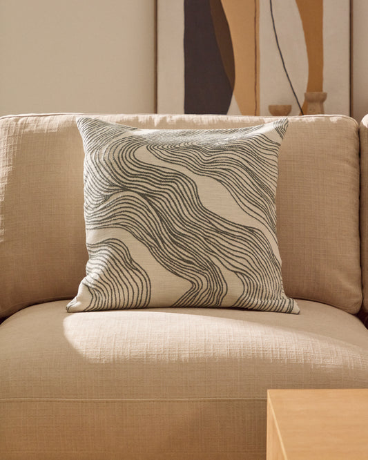 Housse de coussin Ondara avec détail graphique verte 50 x 50 cm