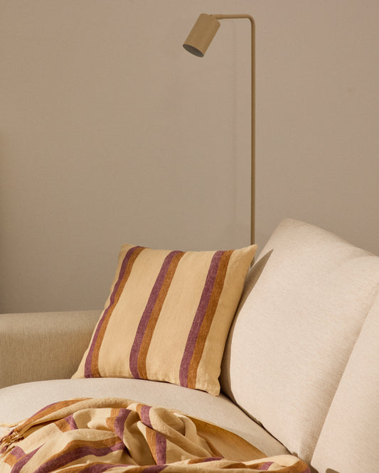 Housse de coussin Arven 100 % lin à rayures multicolores 45 x 45 cm