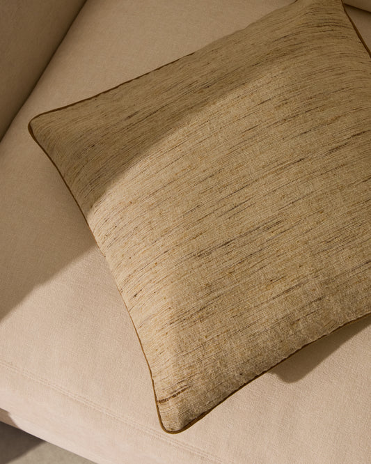 Housse de coussin Aleos en tissu mélangé avec liseré contrasté moutarde 45 x 45 cm