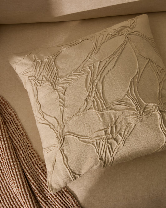 Housse de coussin Zira en coton avec détail fleur beige 45 x 45 cm