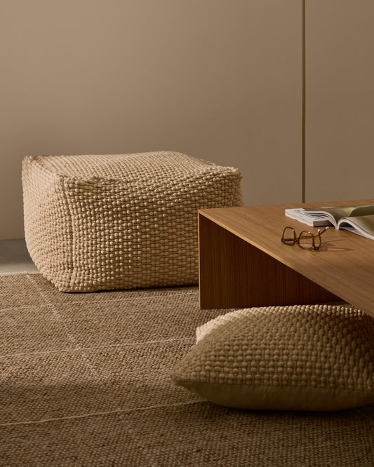 Pouf Mascarell en coton et polyester blanc 60 x 60 cm