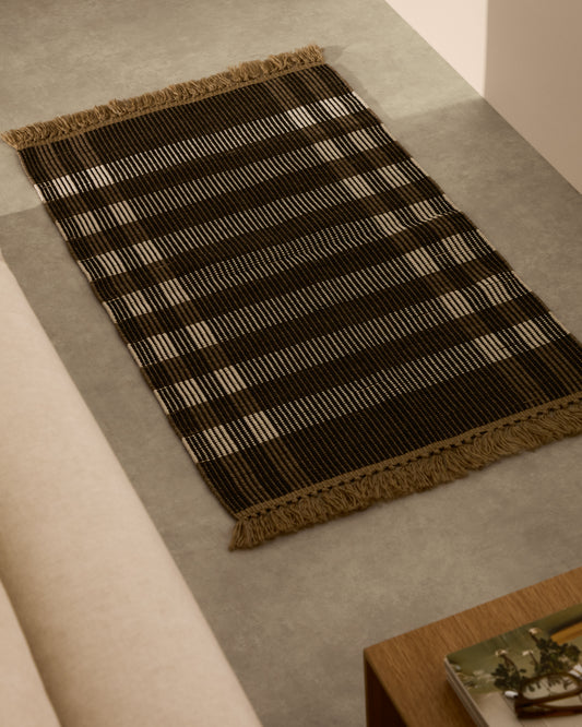 Tapis Barani en fibres synthétiques marron et noir 60 x 90 cm