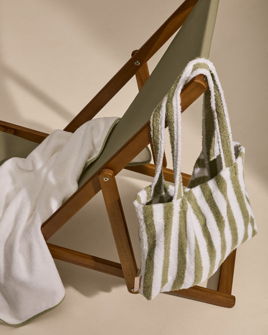 Sac Nuni en coton à rayures blanches et vertes