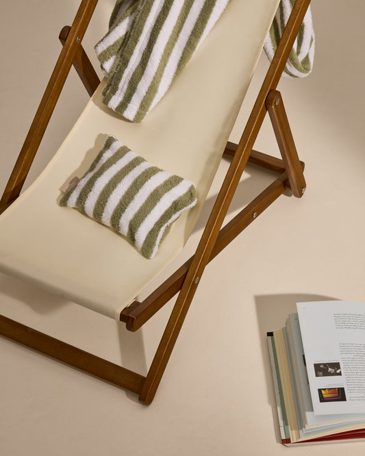 Trousse de toilette Nuni en coton à rayures blanches et vertes