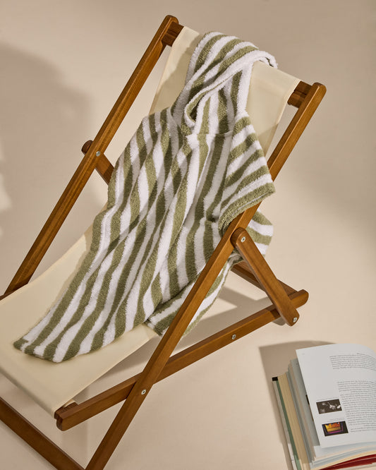 Poncho Nuni en coton à rayures blanches et vertes taille 2/3 ans