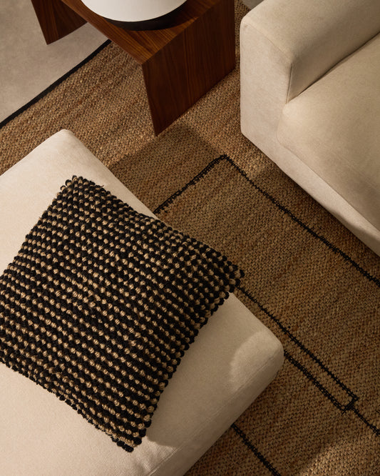 Housse de coussin Sayen en jute noir 50 x 50 cm