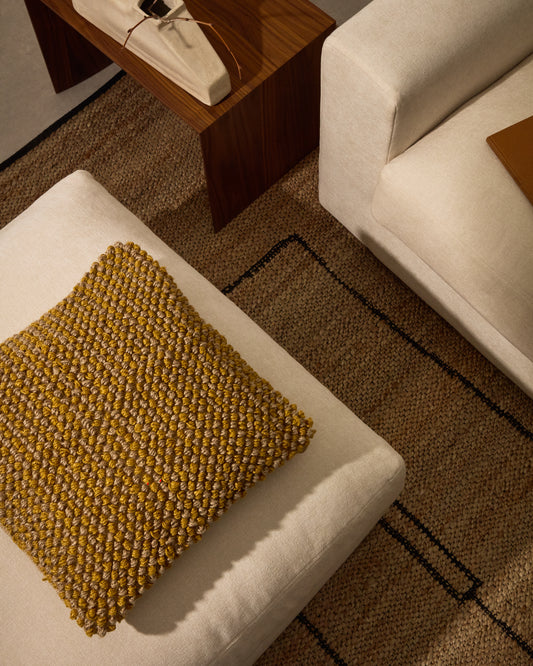 Housse de coussin Sayen en jute moutarde 50 x 50 cm