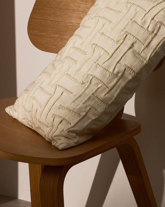 Housse de coussin Lir en coton avec broderie beige 30 x 50 cm