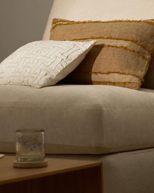 Housse de coussin Neris 100 % lin moutarde 40 x 60 cm