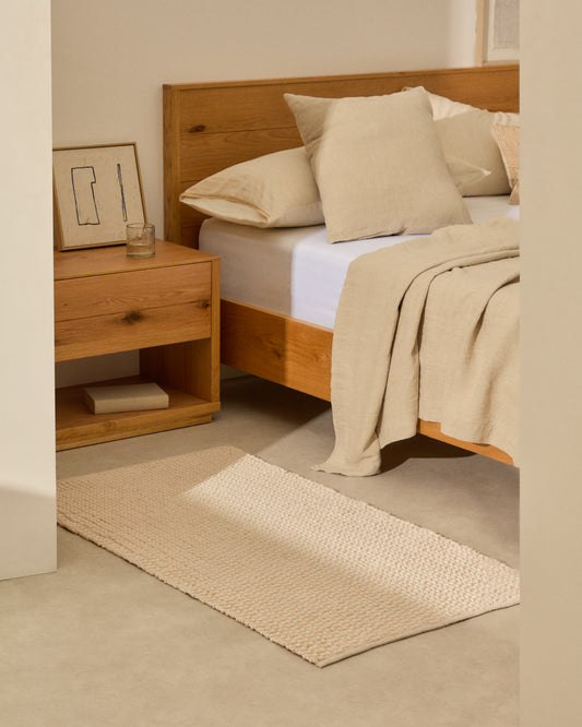 Tapis de couloir Mascarell en coton et polyester blanc 70 x 140 cm