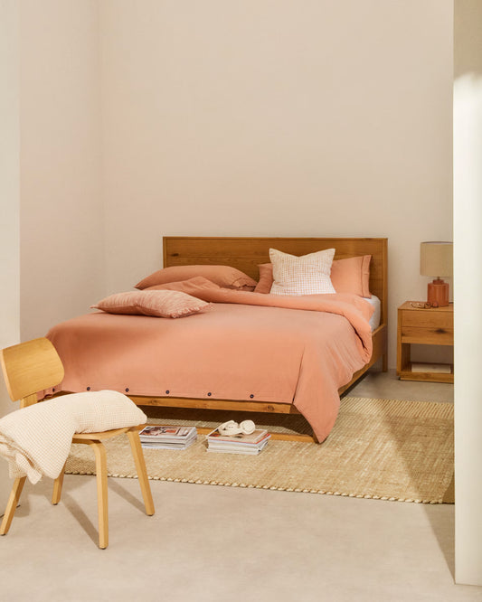 Lit Alguema en placage de chêne avec finition naturelle pour matelas 180 x 200 cm