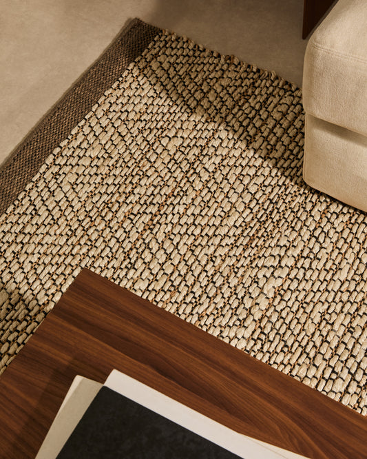 Tapis Arpe en jute jacquard beige 160 x 230 cm