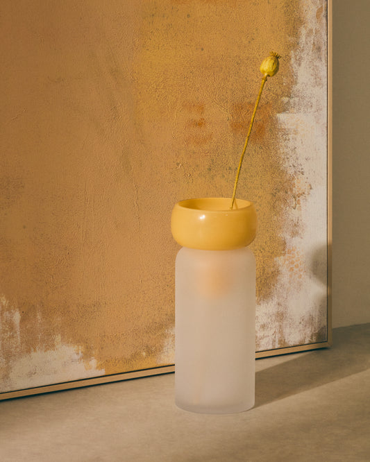 Vase Kelse en verre transparent et orange 30,5 cm