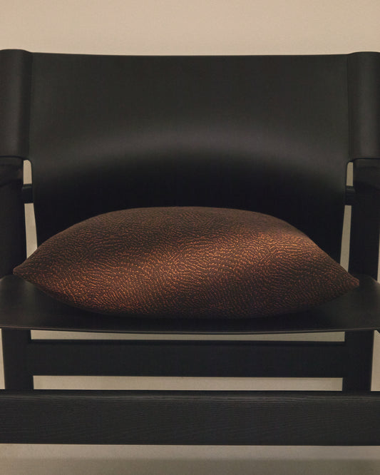 Housse de coussin Junie en jacquard de coton marron 50 x 50 cm