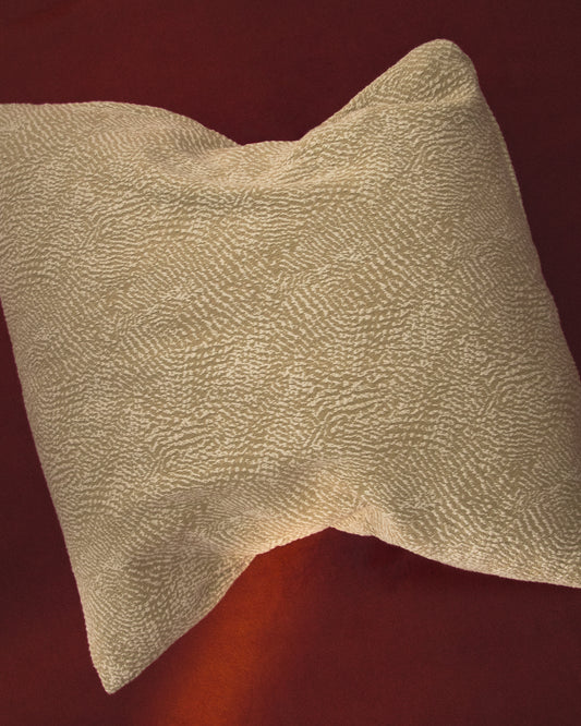 Housse de coussin Junie en jacquard de coton beige 50 x 50 cm