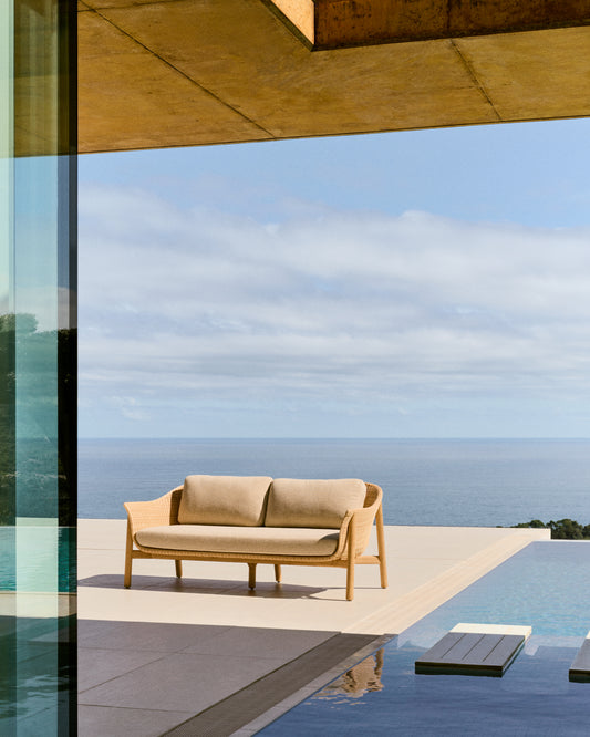 Canapé Galea 2 places en bois de teck et rotin synthétique 170,5 cm FSC 100 %