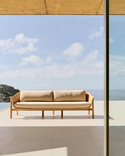 Canapé Galea 3 places en bois de teck et rotin synthétique 223 cm FSC 100 %