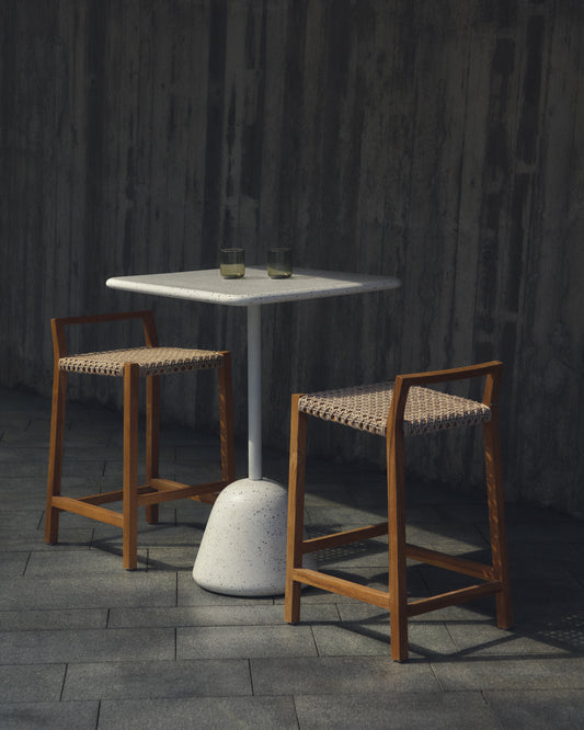 Tabouret Giverola en bois de teck 67,5 cm