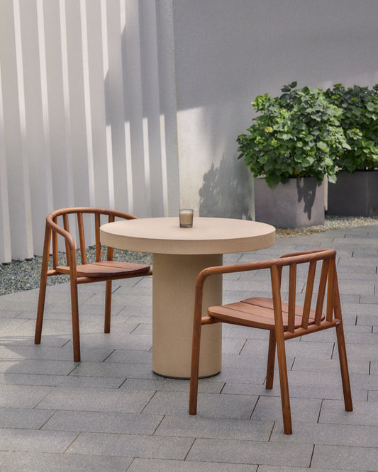 Table ronde Aiguablava en ciment beige Ø 90 cm