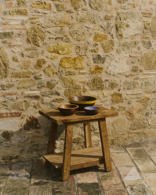 Repose-pieds Safara bois de tek recyclé 50 x 32 cm