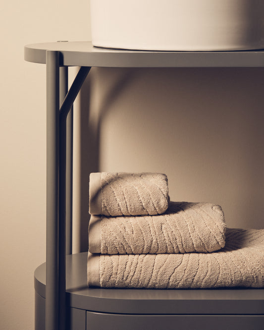 Serviette de toilette Dalira 100 % coton jacquard à motif zèbre beige 50 x 90 cm