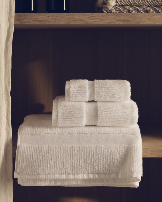Essuie-mains Olvira 100 % coton jacquard blanc 30 x 50 cm