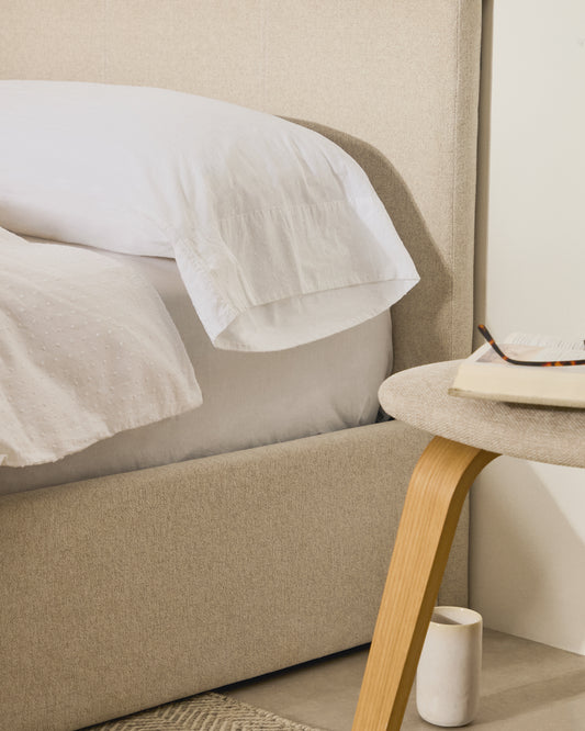 Drap-housse Teia 100% percale de coton 180 fils blanc pour lit 160 cm