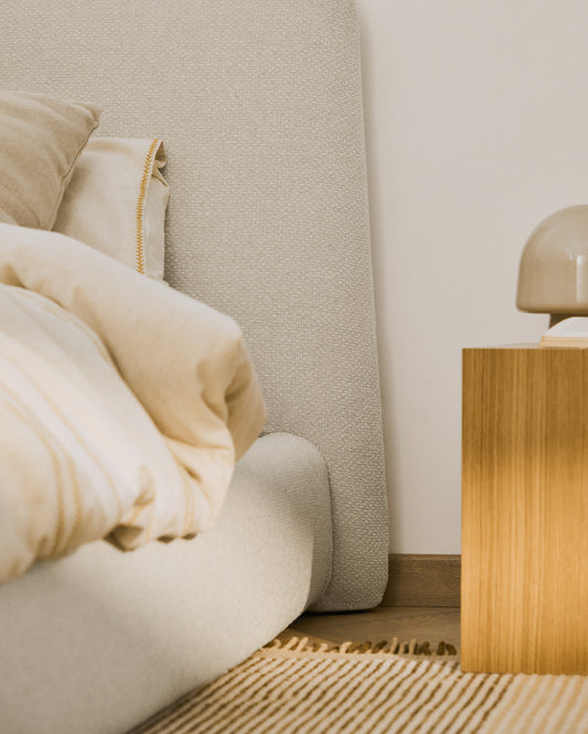 Housse pour cadre de lit Martina en chenille écrue pour matelas de 90 x 200 cm