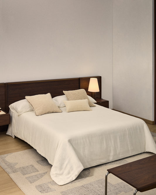 Ensemble Simmel housse de couette et taie d’oreiller en coton et lin couleur écrue pour lit de 150 cm