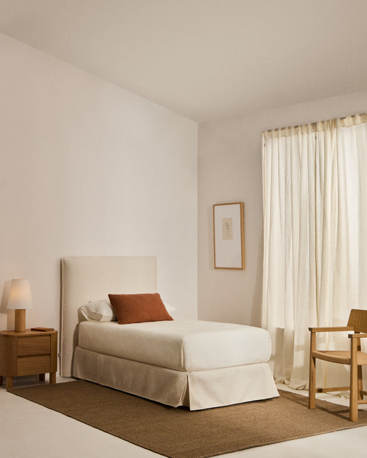 Lit déhoussable Jaira en chenille blanche pour matelas de 90 x 200 cm FSC Mix Credit