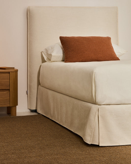 Base déhoussable Jaira en chenille blanche pour matelas de 90 x 200 cm