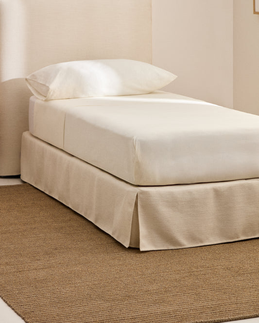 Housse pour base de lit Jaira en chenille blanche 90 x 200 cm