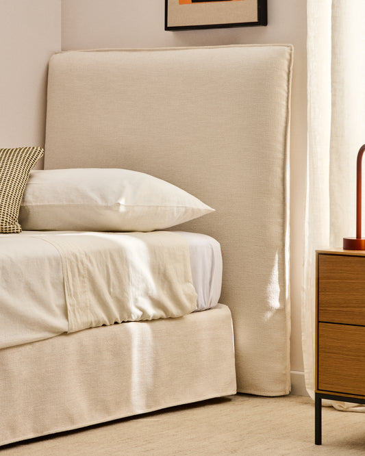 Housse pour tête de lit Jaira en chenille blanche pour lit de 90 cm