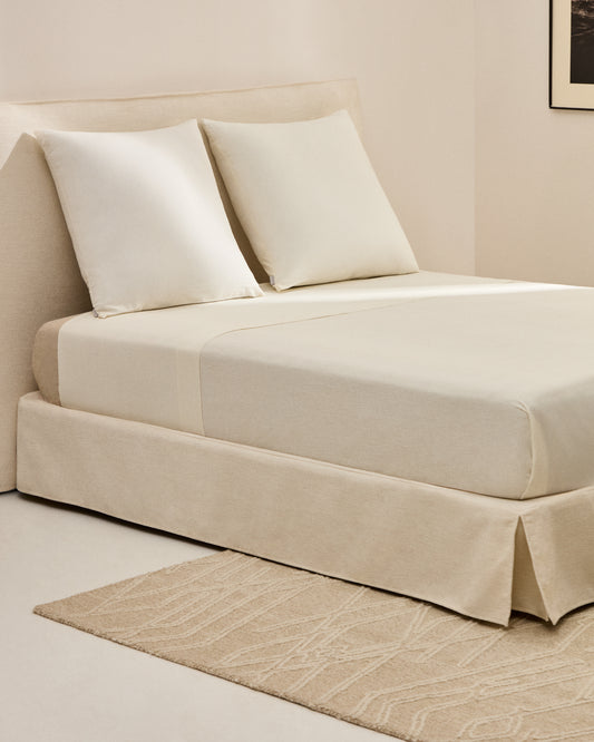 Jaira white chenille bed with removable cover for mattress 150x190cm FSC Mix Credit