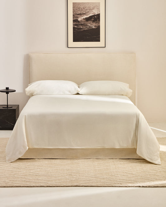 Housse pour tête de lit Jaira en chenille blanche pour lit de 160 cm