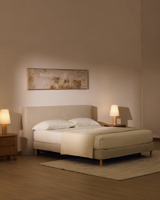 Tête de lit déhoussable Blok écrue pour lit jusqu’à 180 cm