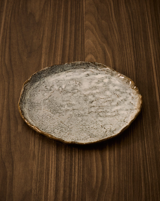 Assiette plate Alenia en céramique marron