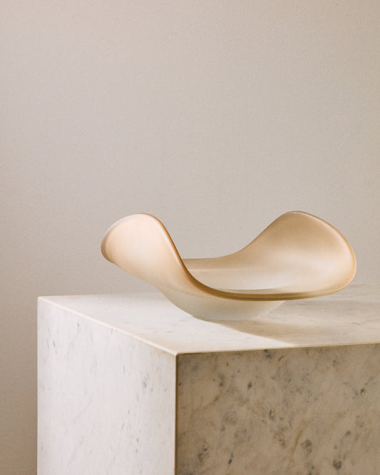 Centre de table Vionze en verre beige 41 x 25 cm