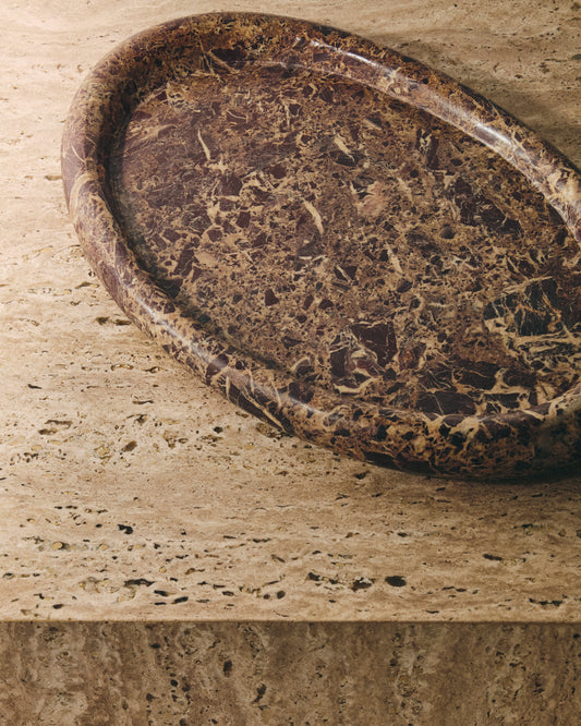 Plateau Lenorel en marbre grenat 43 x 28 cm