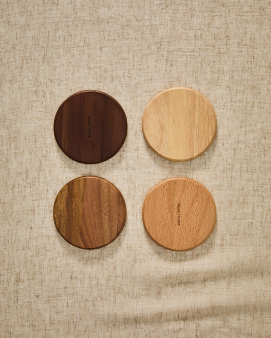 Ensemble Nover de 4 sous-verres en bois d’acacia FSC 100 %