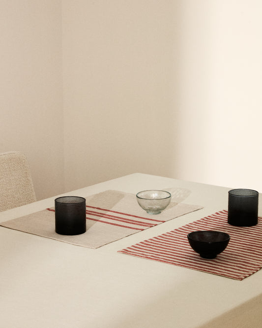 Set Jarne de 2 sets de table en lin beige et rouge 35 x 50 cm