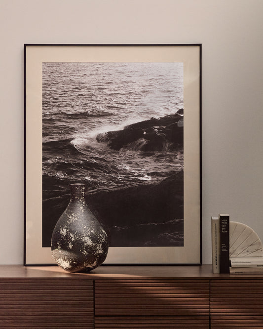 Vase Orelin en céramique noire et blanche 39 cm