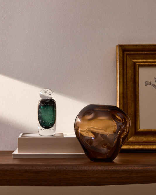 Vase Lunivo en verre vert 16,5 cm